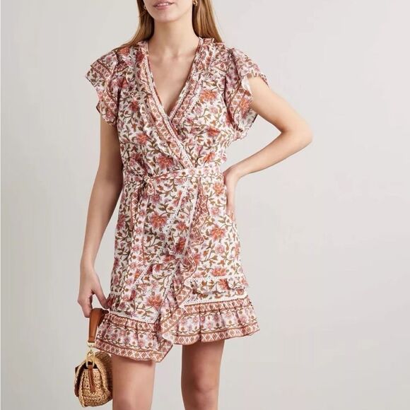 Veronica Beard Wrap Dress Mikhail Ruffled Womens 10 Floral $ 548.00 NWT - Picture 9 of 10